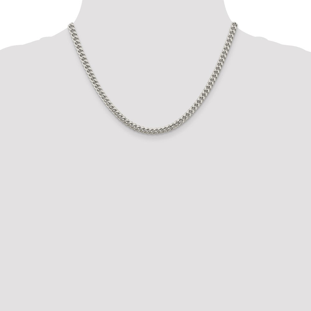 Sterling Silver 5mm Domed Side D/C Curb Chain Necklace