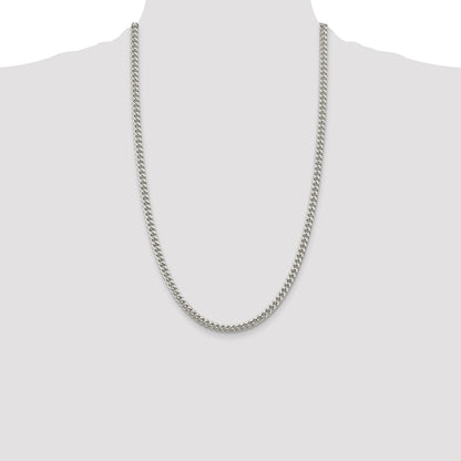 Sterling Silver 5mm Domed Side D/C Curb Chain Necklace