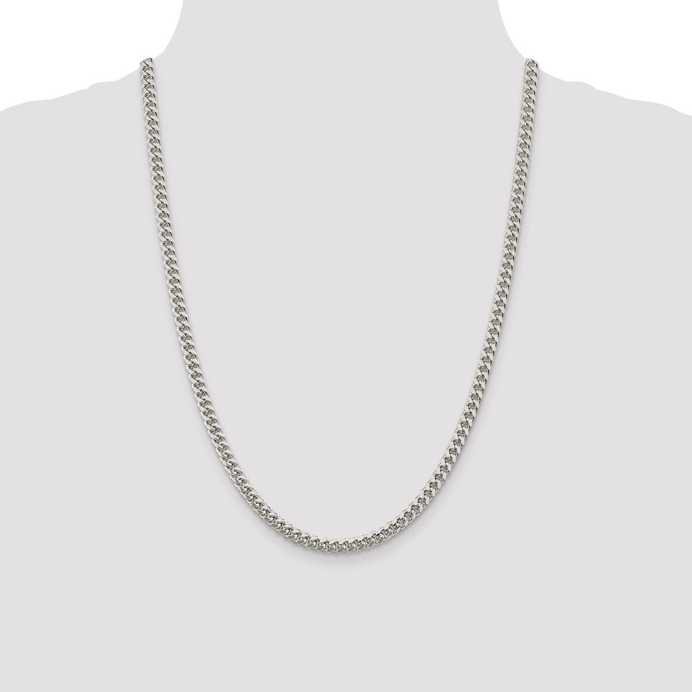 Sterling Silver 5mm Domed Side D/C Curb Chain Necklace