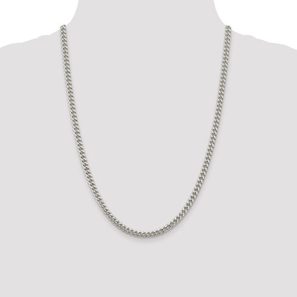 Sterling Silver 5mm Domed Side D/C Curb Chain Necklace