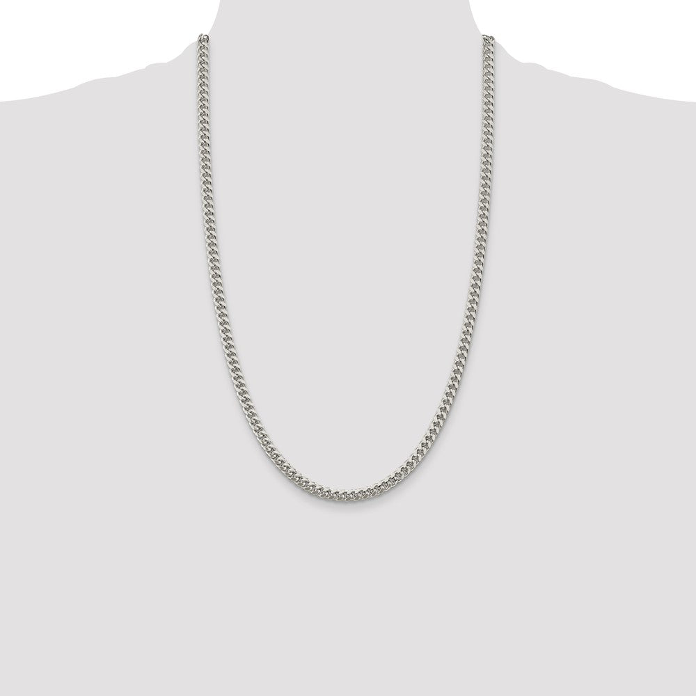 Sterling Silver 5mm Domed Side D/C Curb Chain Necklace
