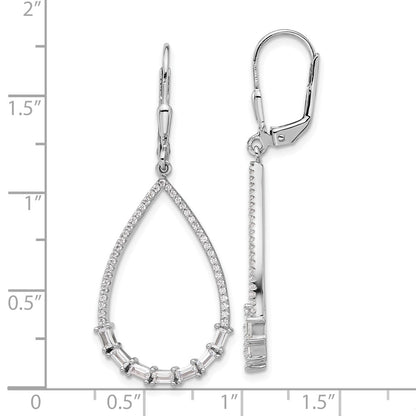 Sterling Silver Rhodium-plated CZ Teardrop Dangle Earrings
