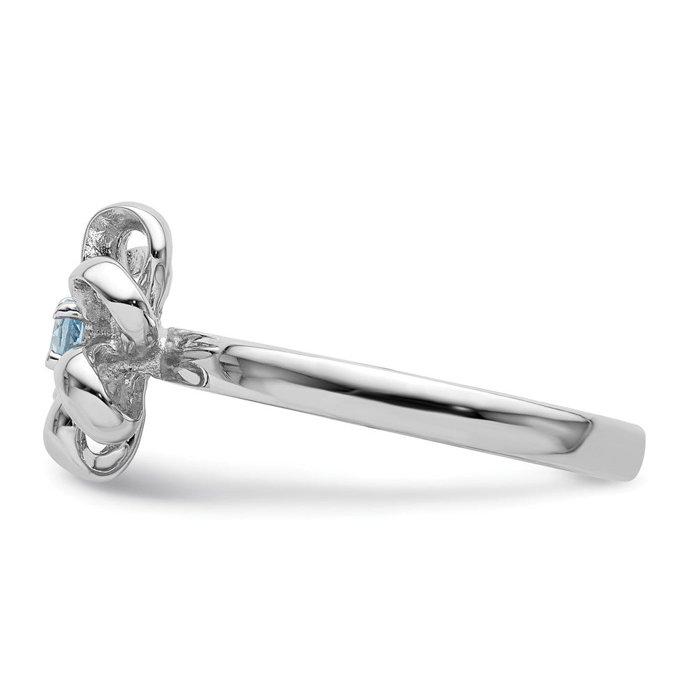 925 Sterling Silver Stackable Expressions Polished Blue Topaz Flower Ring