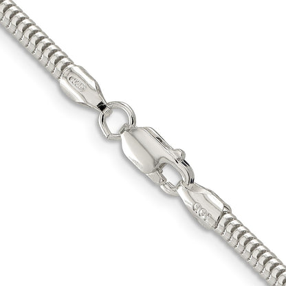 Sterling Silver 3mm Round Snake Chain Necklace 26"