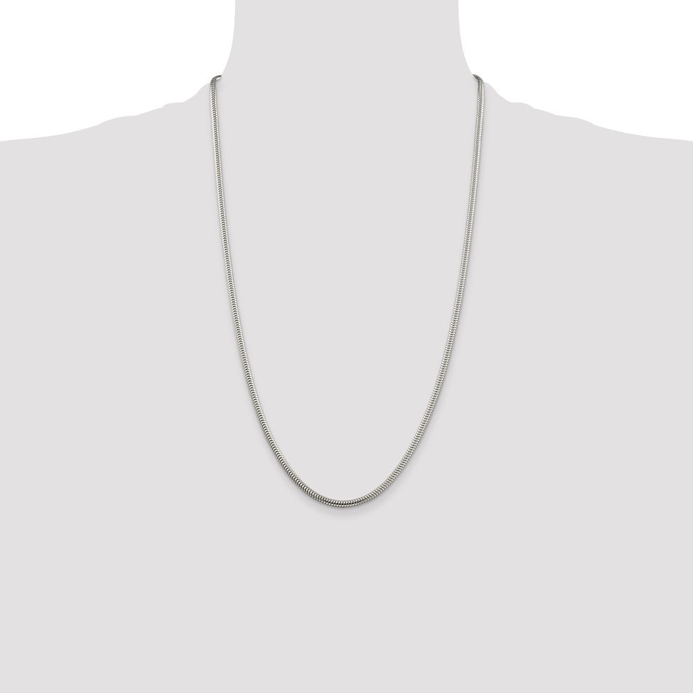 Sterling Silver 3mm Round Snake Chain Necklace 26"