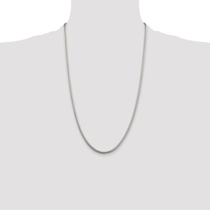 Sterling Silver 3mm Round Snake Chain Necklace 26"