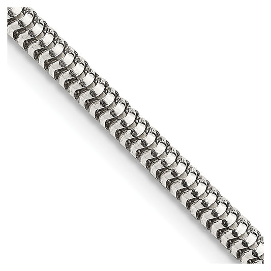 Sterling Silver 3mm Round Snake Chain Necklace 26"