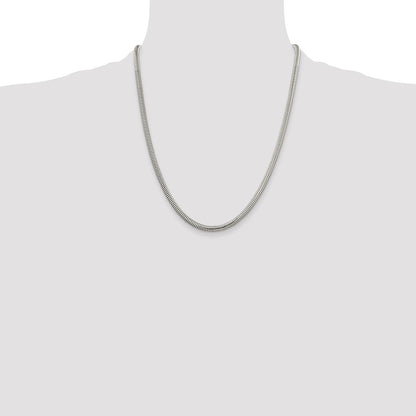 Sterling Silver 4mm Round Snake Chain Necklace