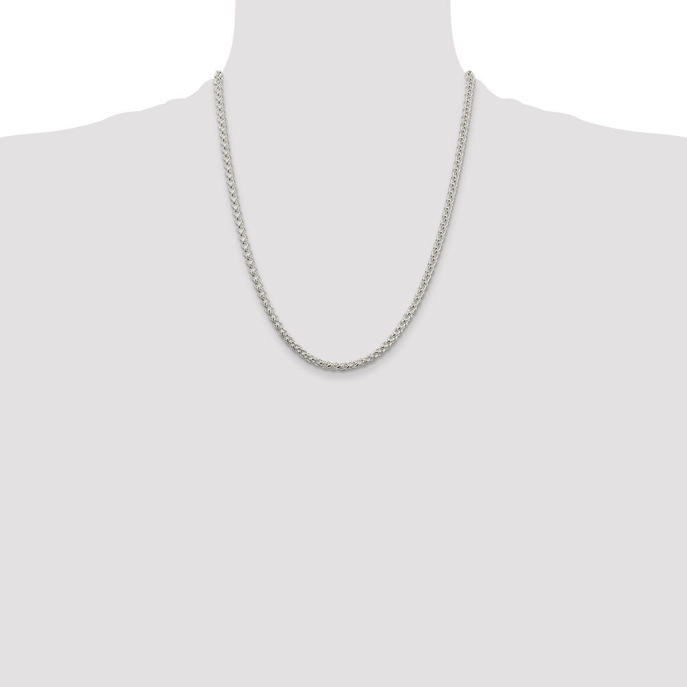 Sterling Silver 4mm Round Spiga Chain Necklace
