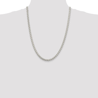 Sterling Silver 5mm Round Spiga Chain Necklace