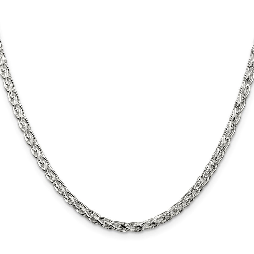 Sterling Silver 3.5mm Diamond-cut Round Spiga Chain Necklace