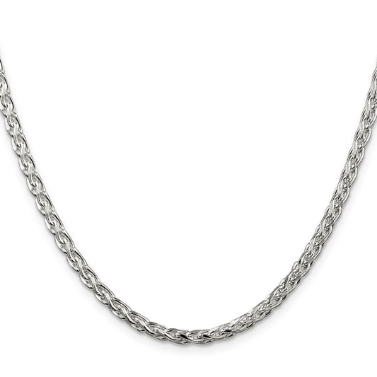 Sterling Silver 3.5mm Diamond-cut Round Spiga Chain Necklace