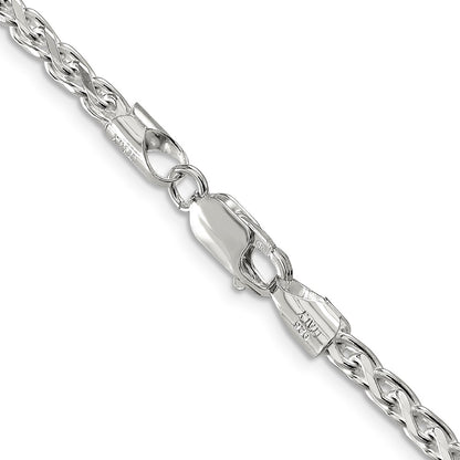 Sterling Silver 3.5mm Diamond-cut Round Spiga Chain Necklace