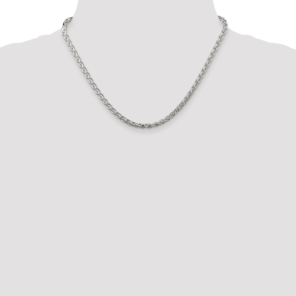 Sterling Silver 3.5mm Diamond-cut Round Spiga Chain Necklace