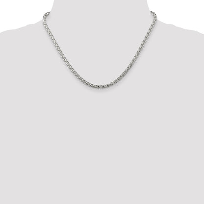 Sterling Silver 3.5mm Diamond-cut Round Spiga Chain Necklace