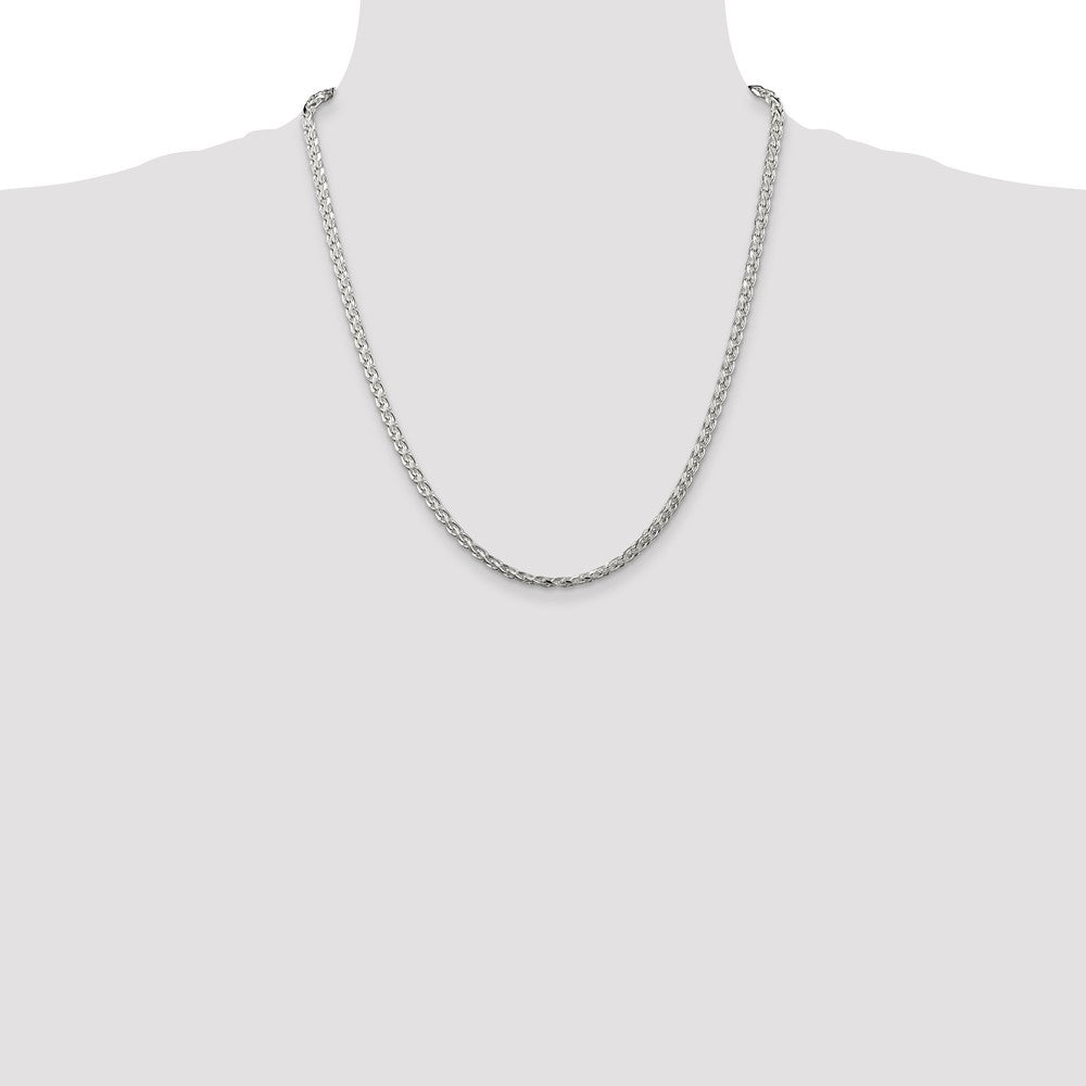 Sterling Silver 3.5mm Diamond-cut Round Spiga Chain Necklace