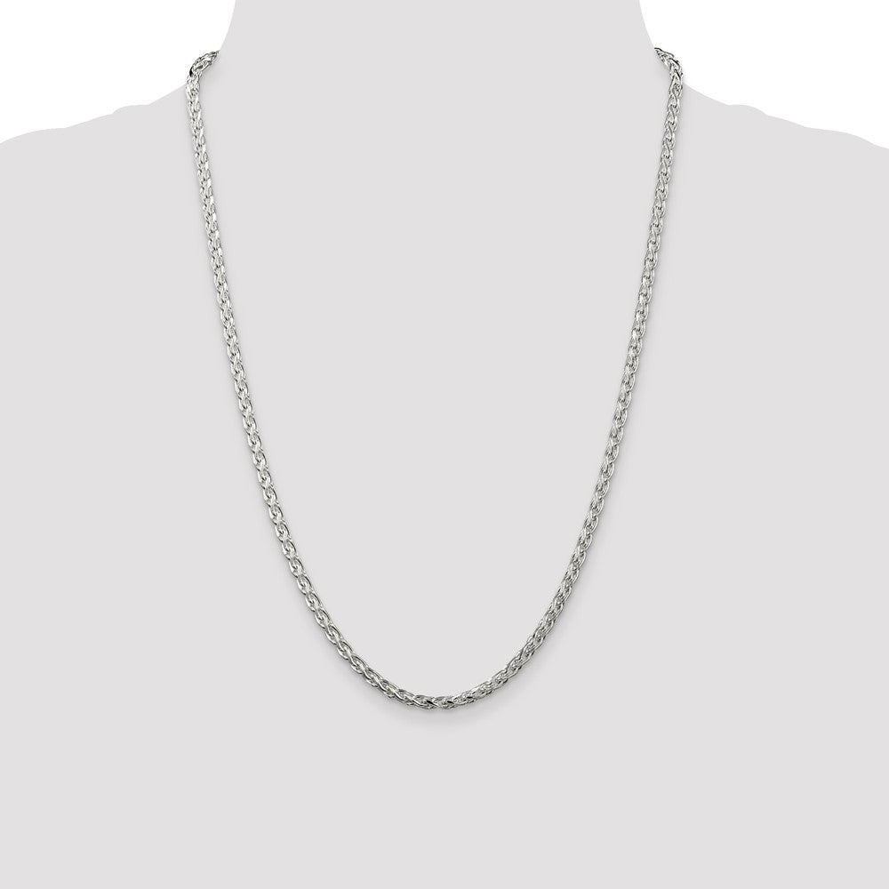 Sterling Silver 3.5mm Diamond-cut Round Spiga Chain Necklace