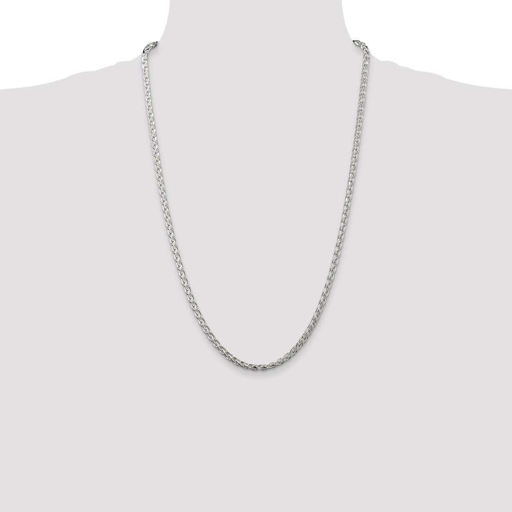 Sterling Silver 3.5mm Diamond-cut Round Spiga Chain Necklace