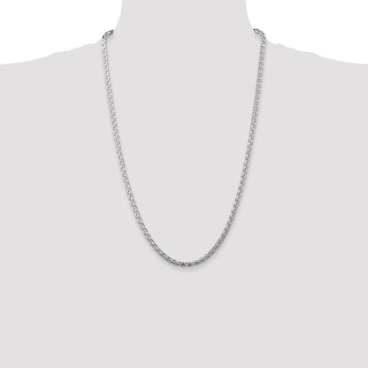 Sterling Silver 3.5mm Diamond-cut Round Spiga Chain Necklace