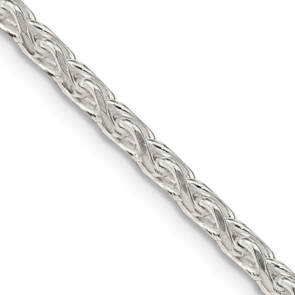 Sterling Silver 3.5mm Diamond-cut Round Spiga Chain Necklace