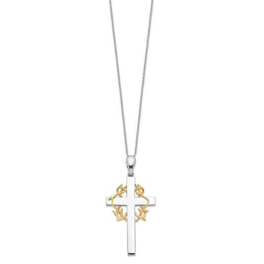 Sterling Silver Gold-plated No Greater Love Cross Necklace 18"
