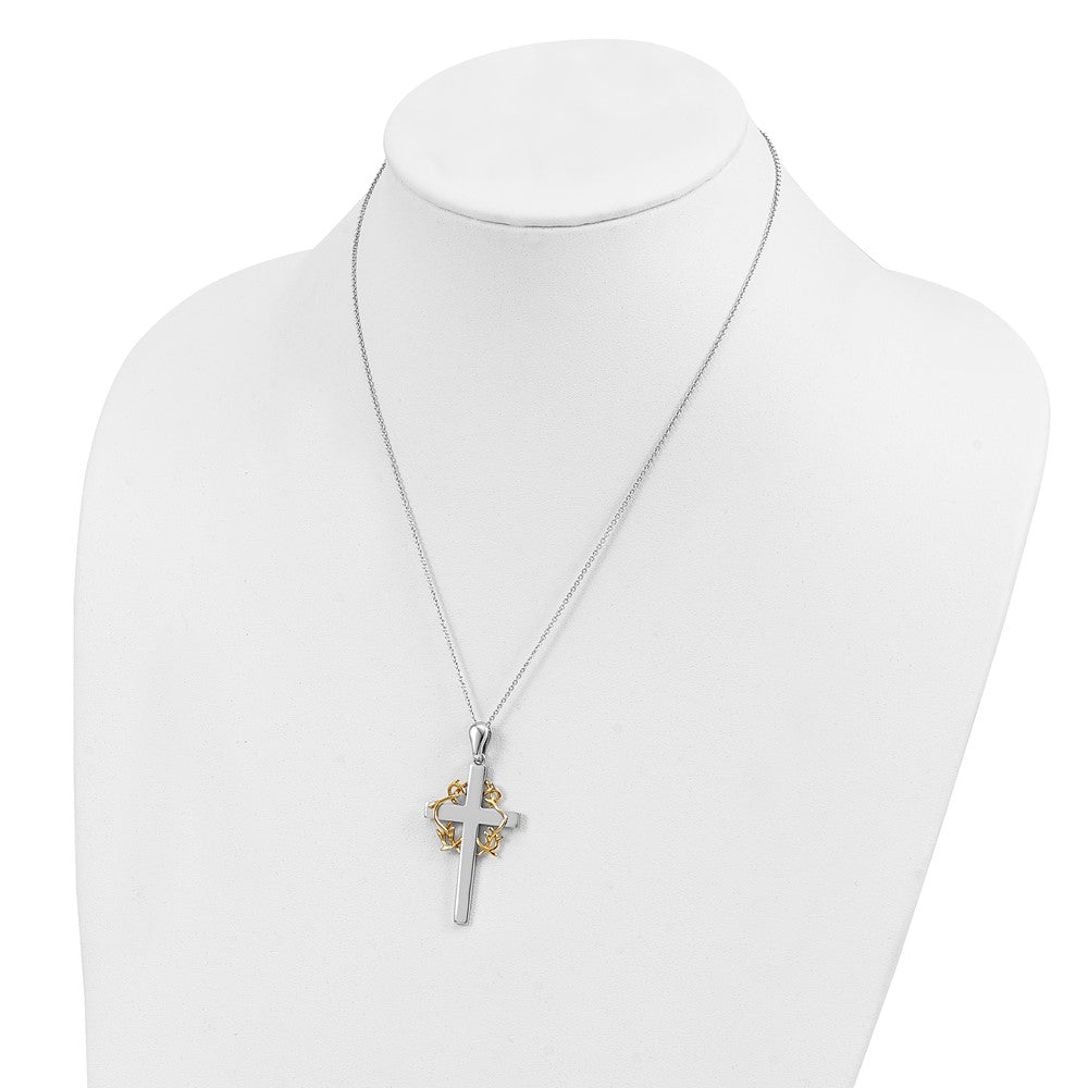 Sterling Silver Gold-plated No Greater Love Cross Necklace 18"