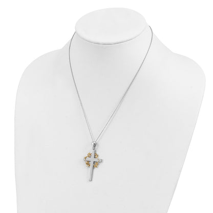 Sterling Silver Gold-plated No Greater Love Cross Necklace 18"