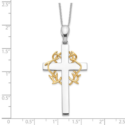 Sterling Silver Gold-plated No Greater Love Cross Necklace 18"