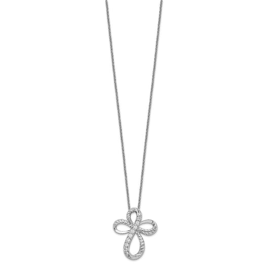 Sterling Silver Cubic Zirconia Endless Hope Cross Necklace 18"