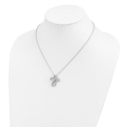 Sterling Silver Cubic Zirconia Endless Hope Cross Necklace 18"
