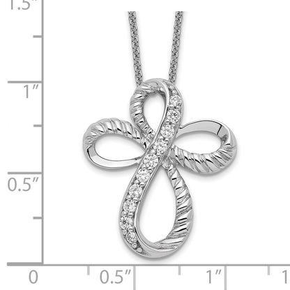Sterling Silver Cubic Zirconia Endless Hope Cross Necklace 18"