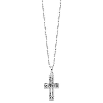 Sterling Silver Antiqued Cross Ash Holder Necklace 18"