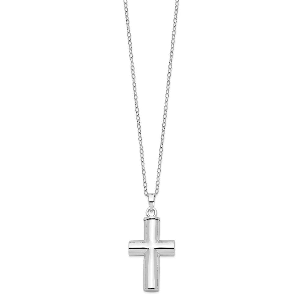 Sterling Silver Antiqued Cross Ash Holder Necklace 18"