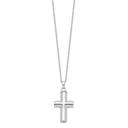 Sterling Silver Antiqued Cross Ash Holder Necklace 18"