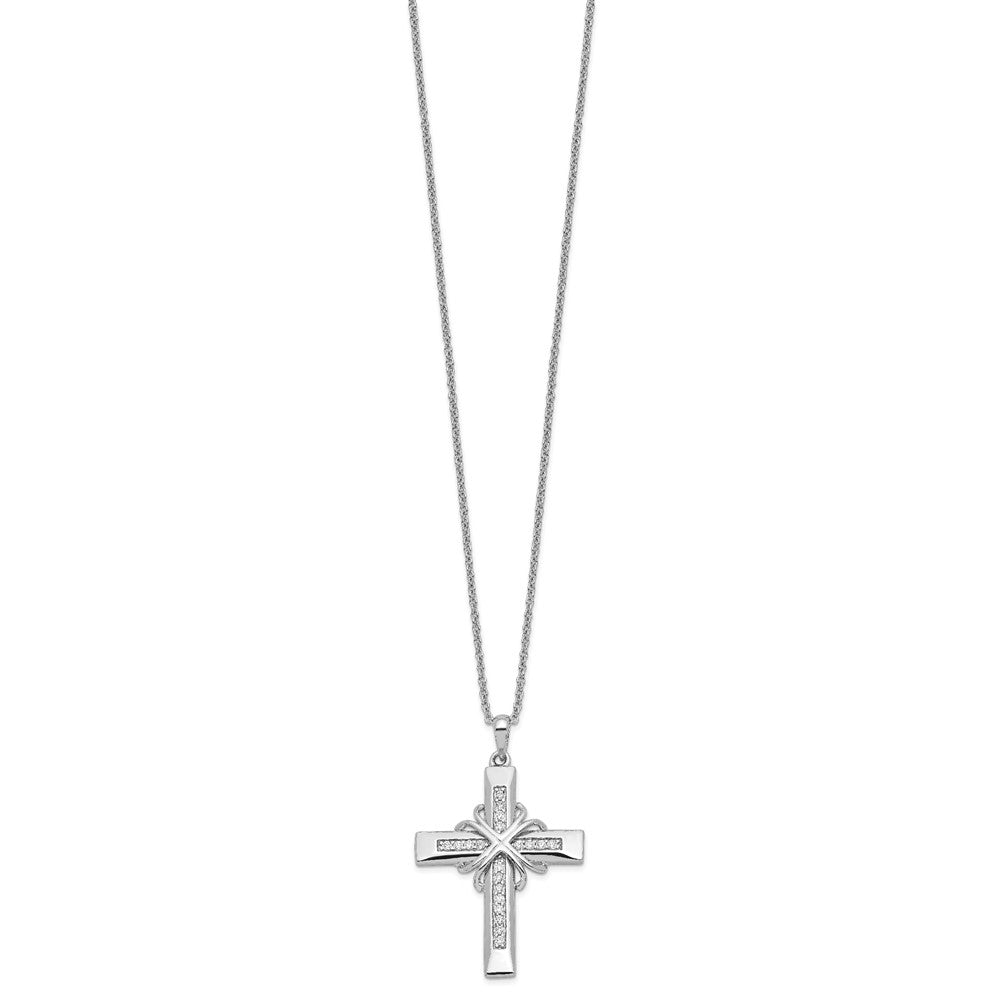 Sterling Silver Cubic Zirconia Steadfast Love Cross Necklace 18"