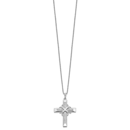 Sterling Silver Cubic Zirconia Steadfast Love Cross Necklace 18"