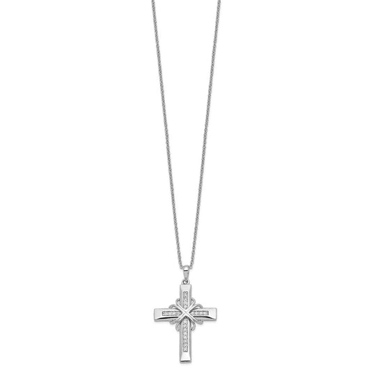 Sterling Silver Cubic Zirconia Steadfast Love Cross Necklace 18"