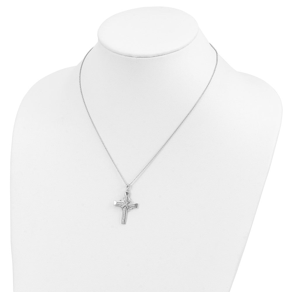 Sterling Silver Cubic Zirconia Steadfast Love Cross Necklace 18"