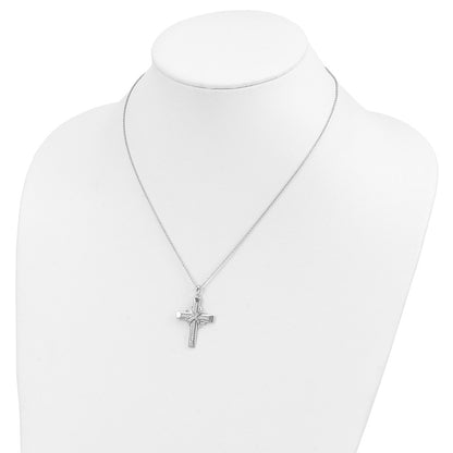 Sterling Silver Cubic Zirconia Steadfast Love Cross Necklace 18"
