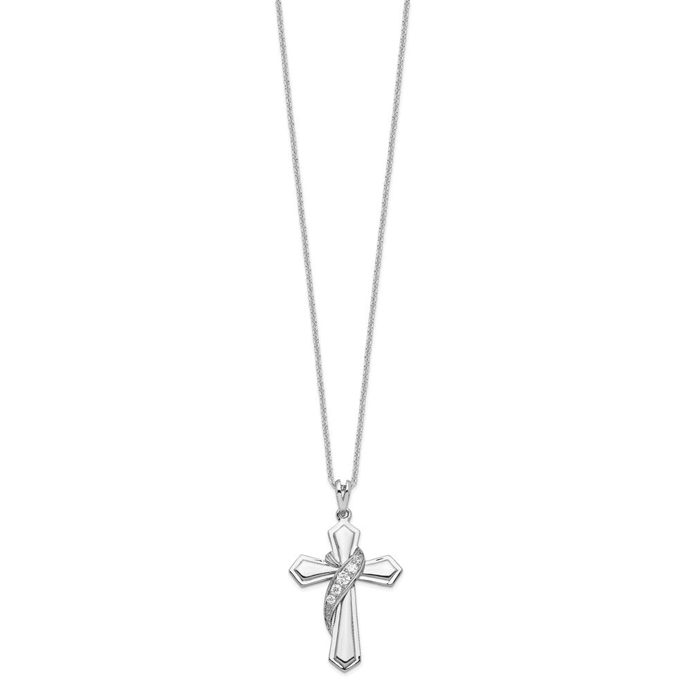 Sterling Silver Cubic Zirconia My Journey Of Hope Cross Necklace 18"
