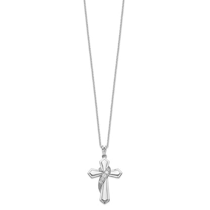 Sterling Silver Cubic Zirconia My Journey Of Hope Cross Necklace 18"