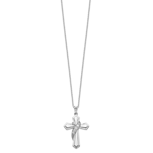 Sterling Silver Cubic Zirconia My Journey Of Hope Cross Necklace 18"