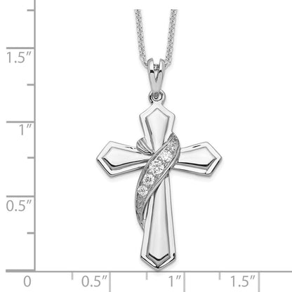 Sterling Silver Cubic Zirconia My Journey Of Hope Cross Necklace 18"