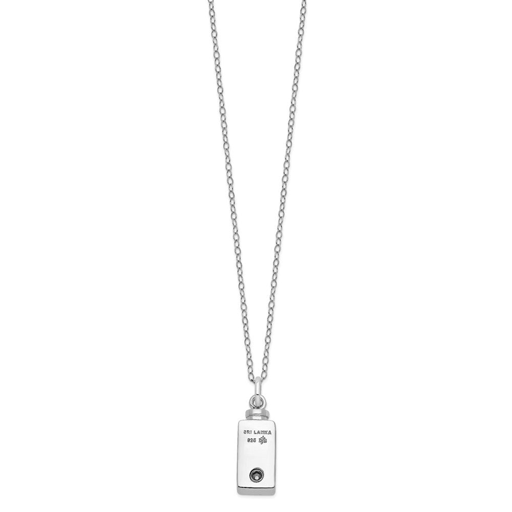 Sterling Silver Antiqued Rectangle Box Cross Ash Holder Necklace 18"