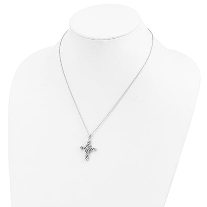 Sterling Silver Prayer Cross Necklace 18"