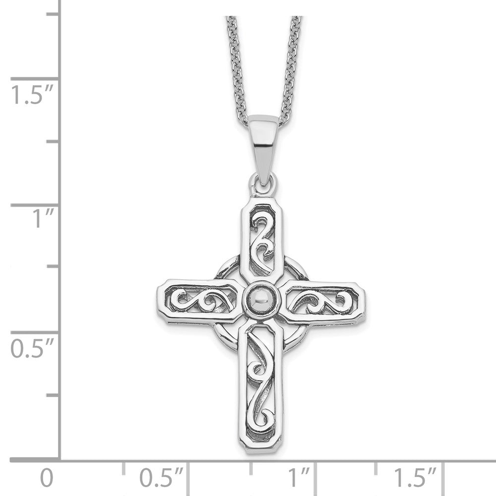 Sterling Silver Prayer Cross Necklace 18"