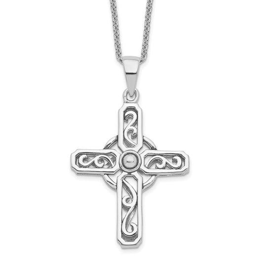 Sterling Silver Prayer Cross Necklace 18"