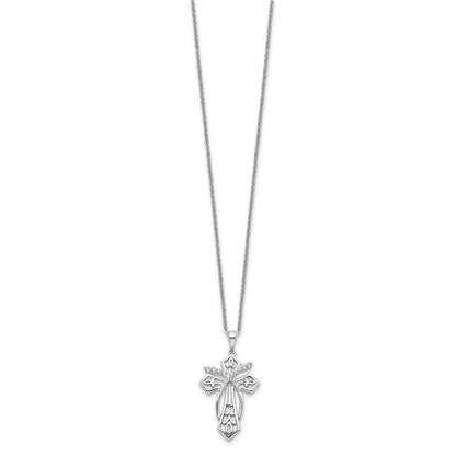 Sterling Silver Cubic Zirconia Antiqued The Salvation Cross Necklace 18"