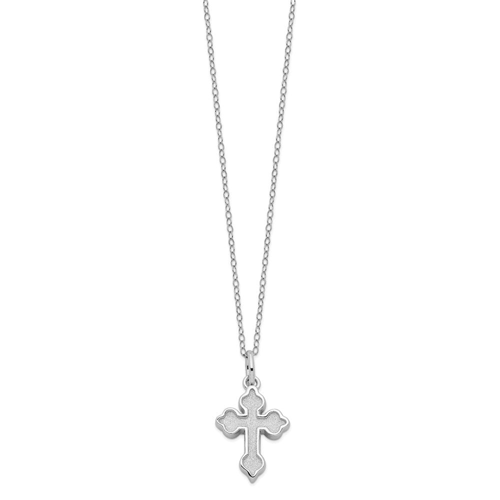 Sterling Silver Matted Cross Ash Holder Necklace 18"