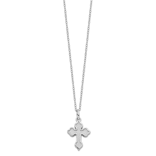 Sterling Silver Matted Cross Ash Holder Necklace 18"